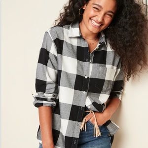 Old Navy oversized plaid flannel boyfriend tunic